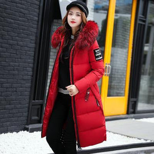 Cotton padded winter long big girls slim Korean fur - soqexpress