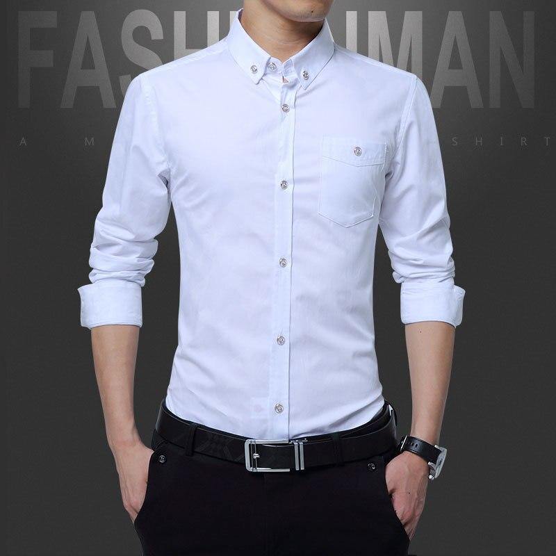 Casual Men Shirt Long Sleeve Cotton Mens Dress Shirt - soqexpress