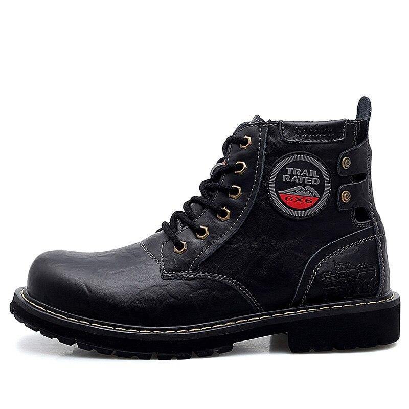 Men Genuine Leather Motorcycle Ankle Boots - soqexpress