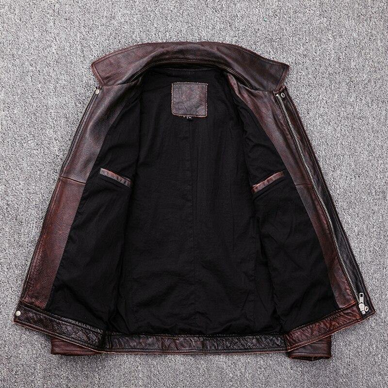 Free DHL Shipping Men's Cow Leather High Quality Genuine Leather Coat - soqexpress