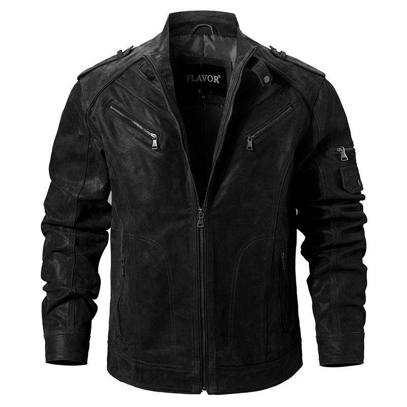 Genuine Leather Jacket Motorcycle Jacket Coat Men - soqexpress