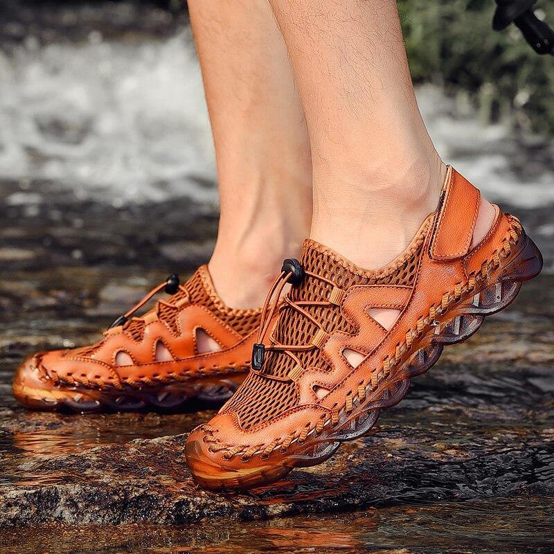 Summer Handmade Leather Mens Beach Sandals - soqexpress