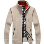 Winter Thick Men's Knitted Sweater Coat Off White - soqexpress