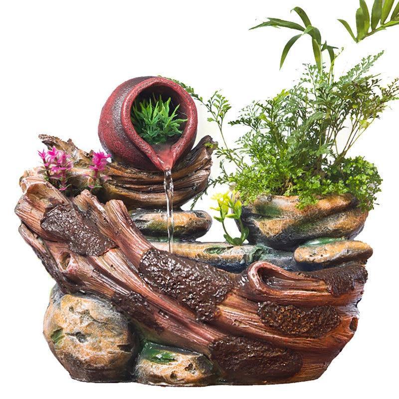 Micro Landscape Indoor Potted Succulents Home Furnishing Rockery Resin Water Fountain - soqexpress