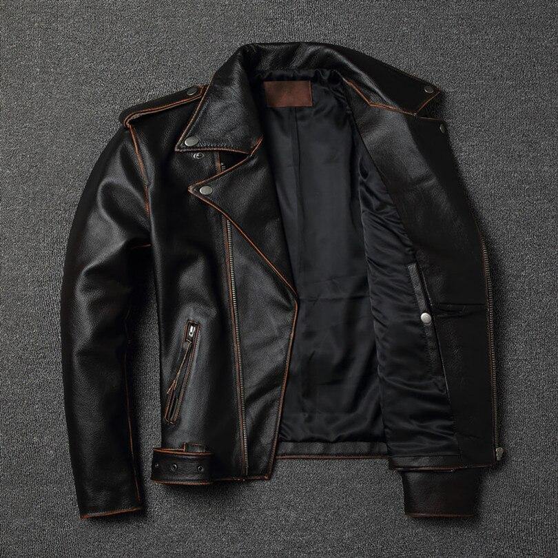 Real leather jacket slim cowhide - soqexpress