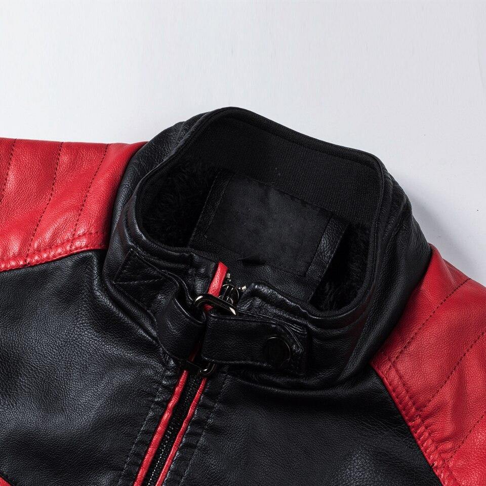 Men's Casual Motor Spliced Fleece Leather Jacket - soqexpress