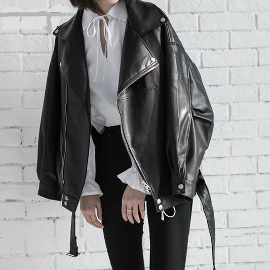 New Women's High Quality 2020 Spring Black PU Leather - soqexpress