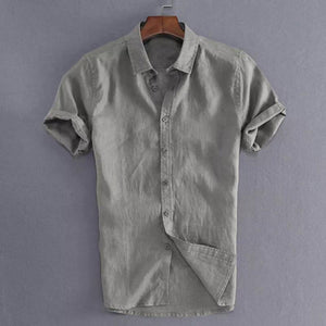 Summer Casual Shirts for Men Short Sleeve Linen cotton - soqexpress