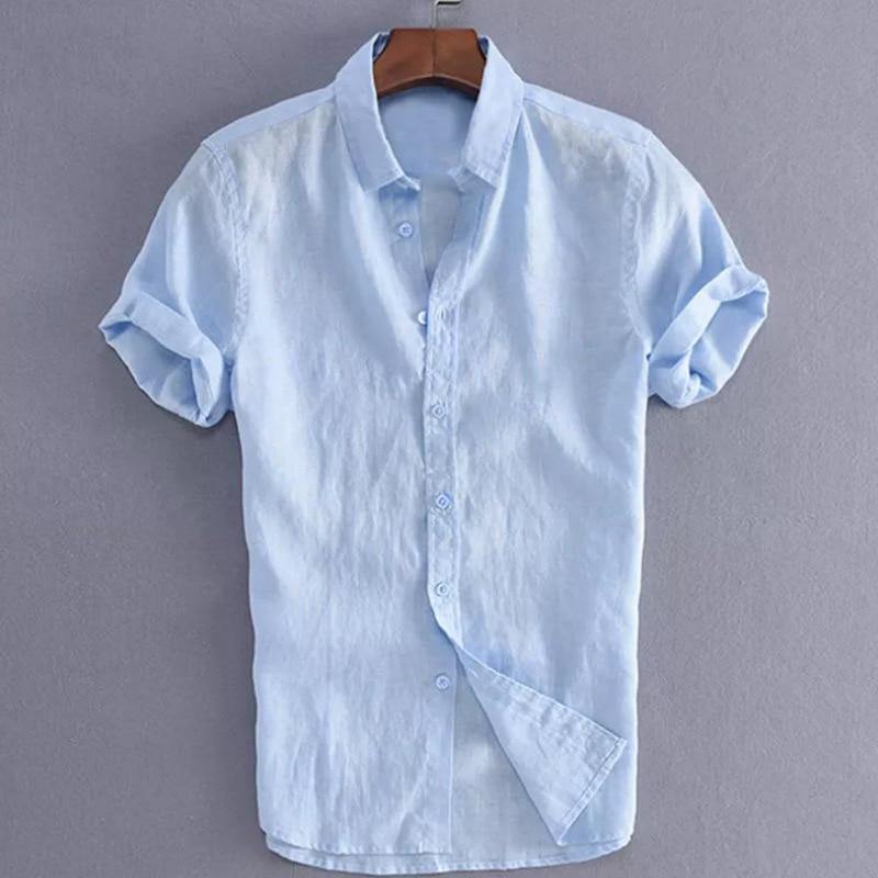 Summer Casual Shirts for Men Short Sleeve Linen cotton - soqexpress