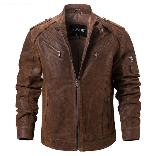 Genuine Leather Jacket Motorcycle Jacket Coat Men - soqexpress