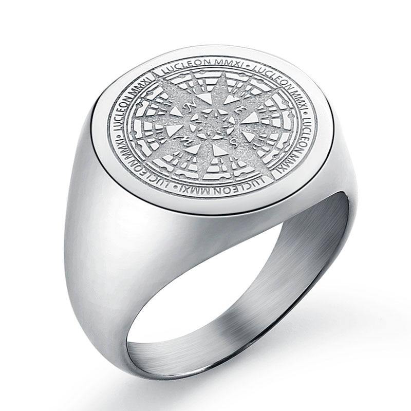 Stainless Steel Compass Ring - soqexpress