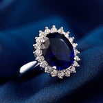 Natural Blue Sapphire Stone Ring Real Solid 925 Sterling Silver
