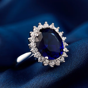 Natural Blue Sapphire Stone Ring Real Solid 925 Sterling Silver