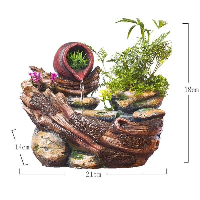 Micro Landscape Indoor Potted Succulents Home Furnishing Rockery Resin Water Fountain - soqexpress