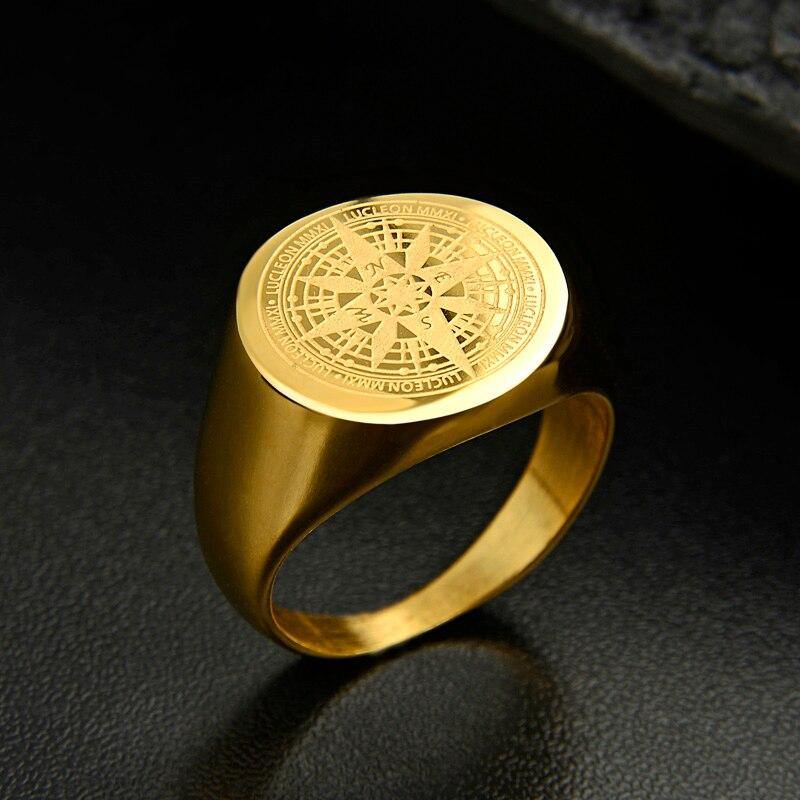 Stainless Steel Compass Ring - soqexpress