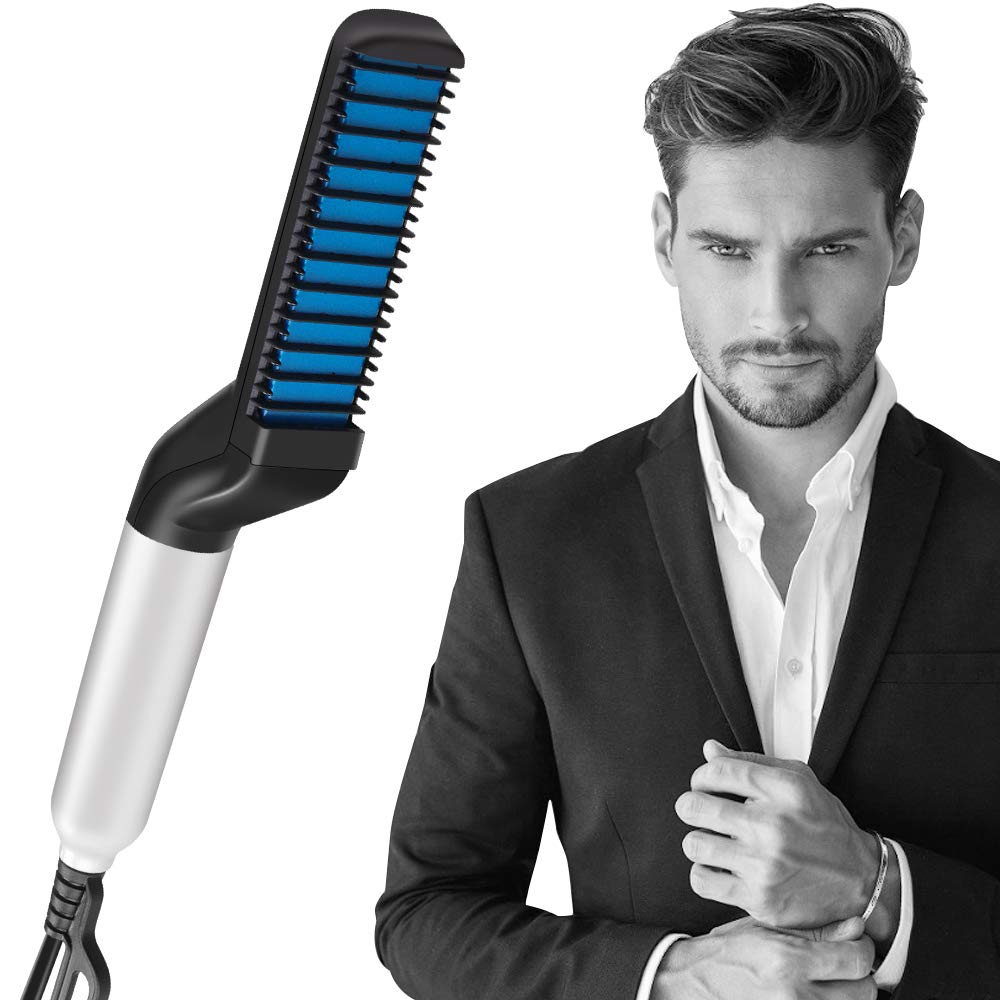 Flatten Side and Beard Straightener Brush Hair Curler Show Cap Quick Hairstyle for Men