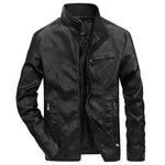 Men's Vintage Stand Collar Pu Leather Jacket