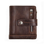 Genuine Leather Men Short Bifold Wallet