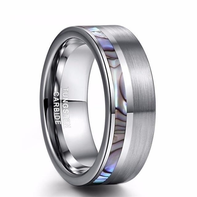 8mm Wood Inlay Titanium Steel Rings For Men - soqexpress
