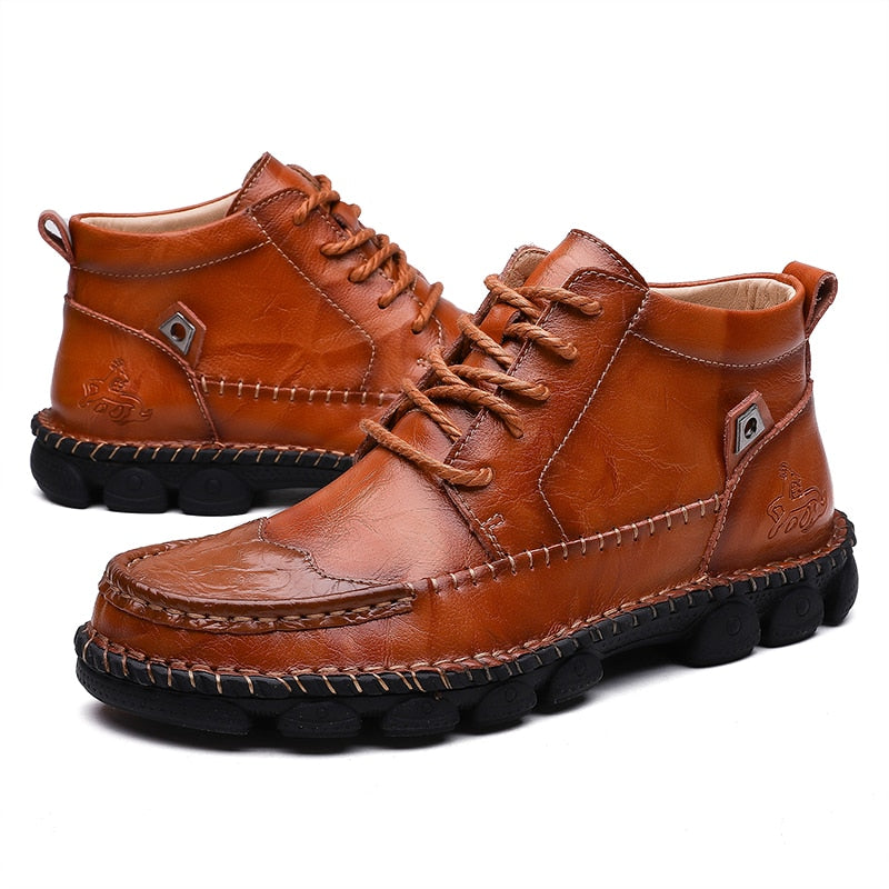 Genuine Leather Spicing Hand Stitching Soft Sole Casual Boots