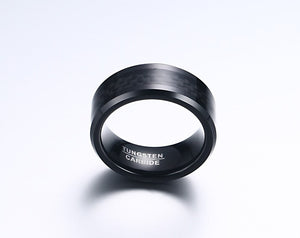 Meaeguet Black Carbon Fiber Tungsten Carbide Ring For Men