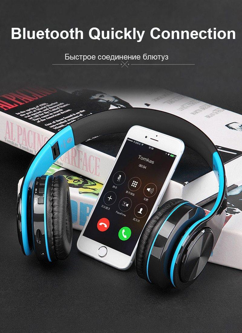 Adjustable Wireless Stereo Earphones With Mic/TF Card - soqexpress