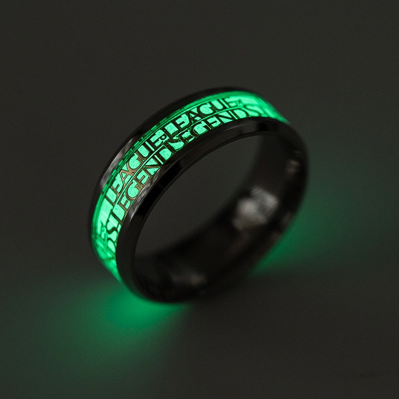 League of Legends the Popular Game Men's Stainless Steel Ring Glow in the Dark