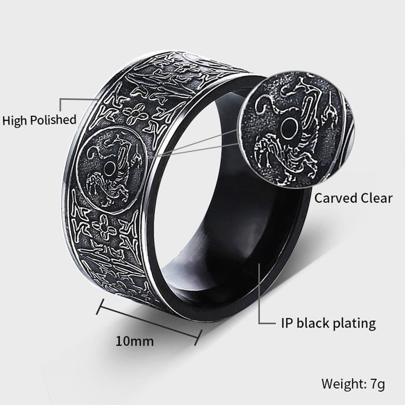 Viking male Ring stainless steel dragon ring for men