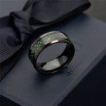 Man Ring Red Green Carbon Fiber Black Dragon Comfort Fit Stainless steel Rings