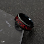 Man Ring Red Green Carbon Fiber Black Dragon Comfort Fit Stainless steel Rings