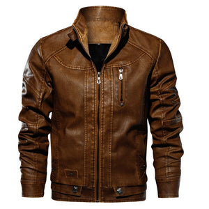 Mens Zipper Leather Jacket Coats Slim Fit Motorcycle Pu Leather