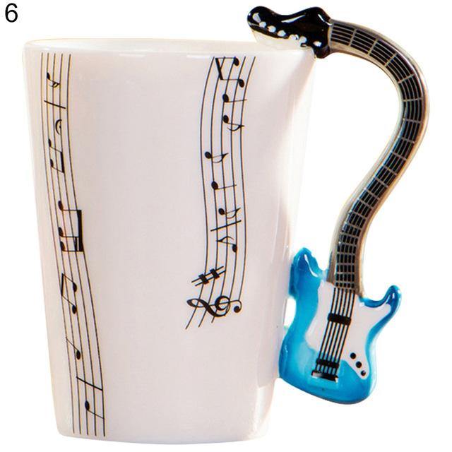 Creative Guitar Music Note Ceramic Coffee Mug Home Office Drinkware - soqexpress