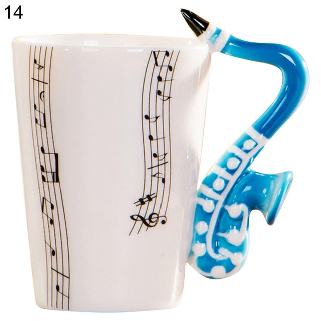 Creative Guitar Music Note Ceramic Coffee Mug Home Office Drinkware