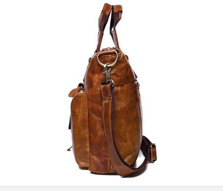 Portable Real Skin Genuine Leather Men's Messenger Bag