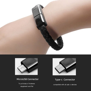 Portable Bracelet Data Cable 5V/2.4A Fast Micro USB Charging Cable Type C