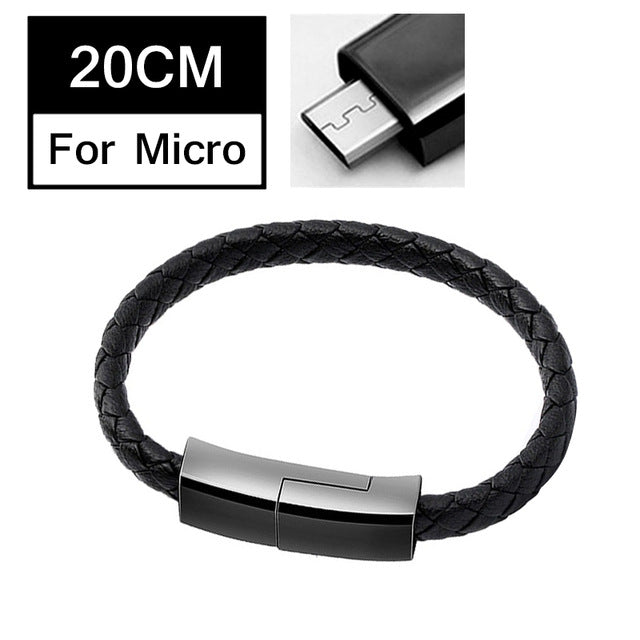 Portable Bracelet Data Cable 5V/2.4A Fast Micro USB Charging Cable Type C
