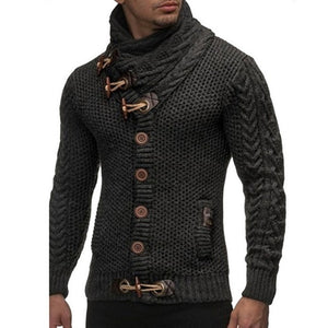 Solid Sweater Casual Warm Knitting Jumper Sweater Male Button Pullovers