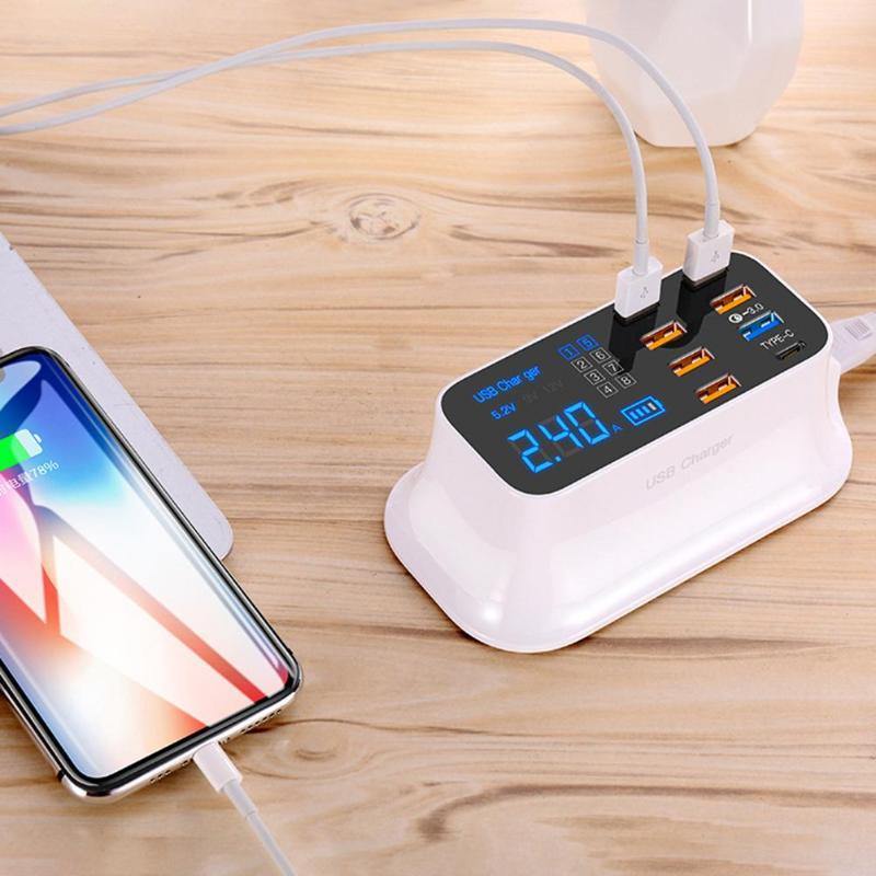 8 Ports Quick Charge 3.0 Led Display USB Charger For Android iPhone - soqexpress