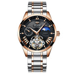 Elegant leather Men's Watch Mechanical Transparent  Clock