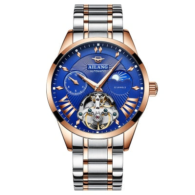 Elegant leather Men's Watch Mechanical Transparent  Clock