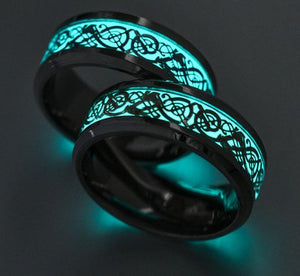 Rings For Men Women Jesus Cross stainless steel Glow In Dark Black Blue