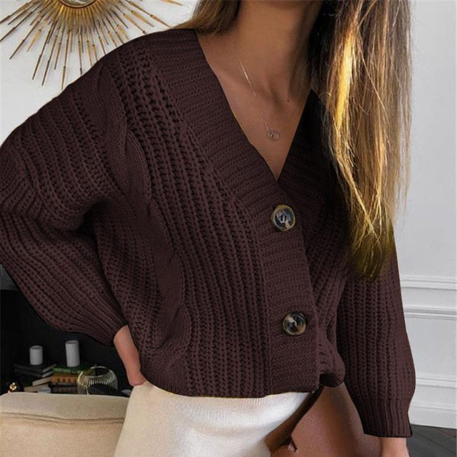Women Short Cardigan Knitted Sweater