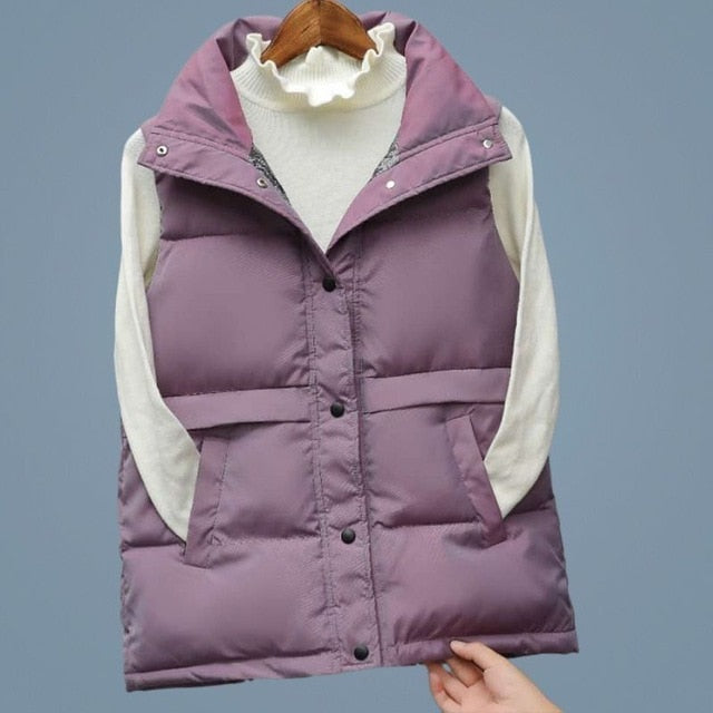 Winter Warm Women Sleeveless Vest Cotton Padded