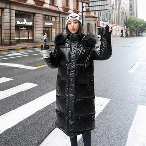 Winter female down coats hooded solid piumini - soqexpress