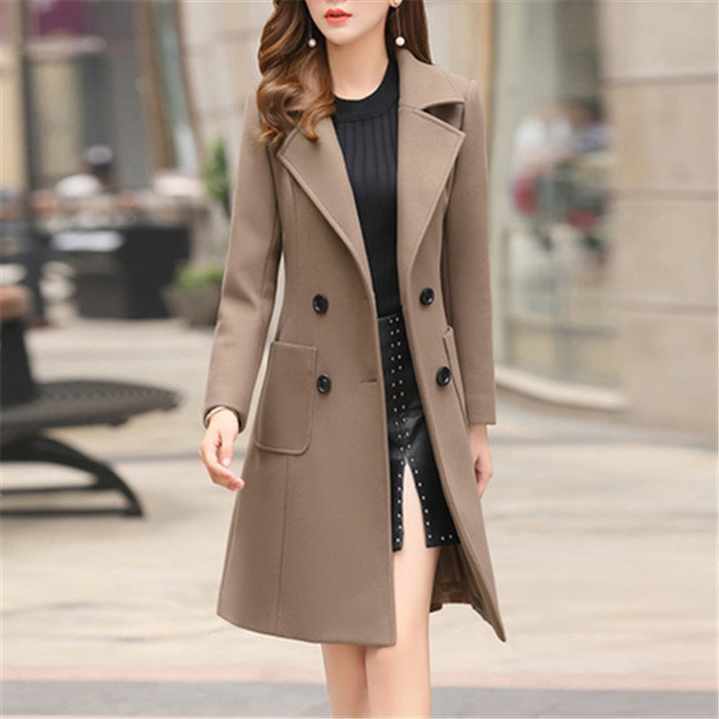 Elegant Long Slim  Wool Coat