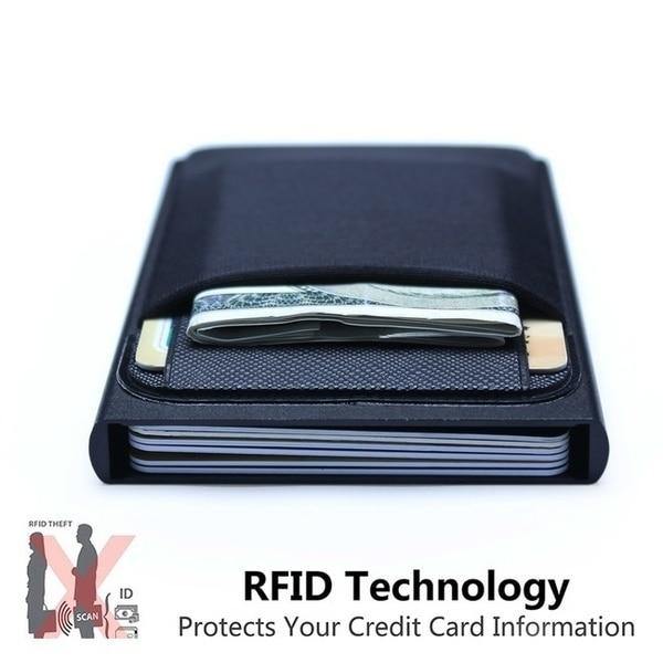Men Business Aluminum Cash ID Card Holder RFID Blocking Slim Metal Wallet - soqexpress