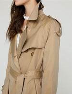 Women's Trench Coat Turn-Down Collar Double Breasted Full Sleeve Slim Style