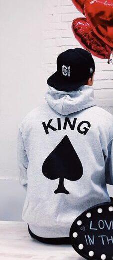 Matching Lovers Hooded  Poker King Queen Print