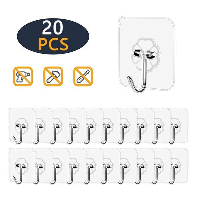 20Pcs Transparent Strong Self Adhesive Door Wall Hangers Hooks Suction Heavy Load Rack Cup Sucker for Kitchen Bathroom - soqexpress