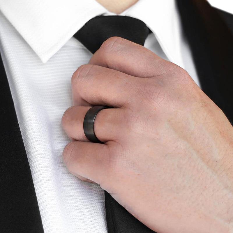 Men's Black Titanium Ring Matte Finished - soqexpress